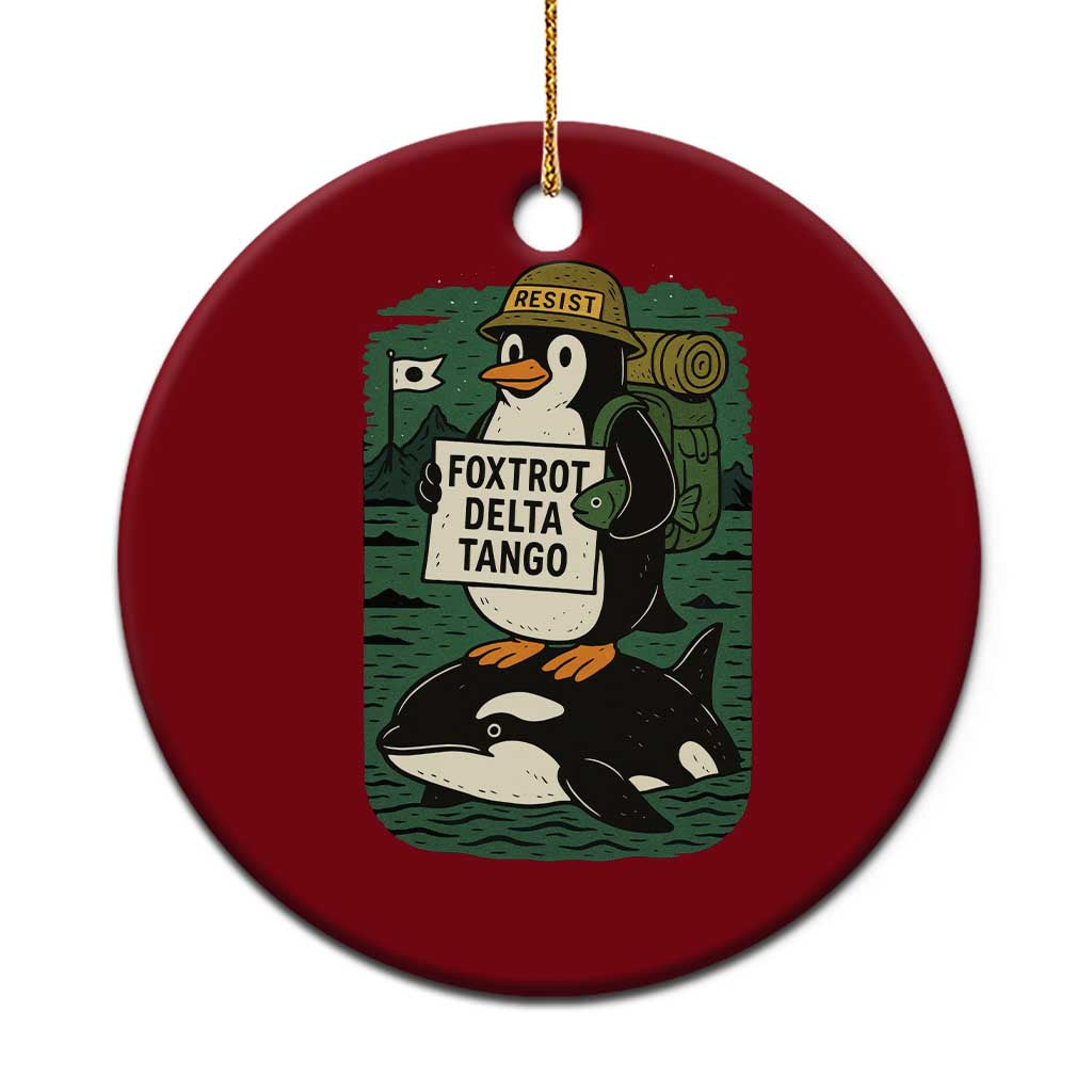 Funny Penguin Resist Ceramic Ornament No Tarriffs Activism Graphic TS02 1pc Red Print Your Wear