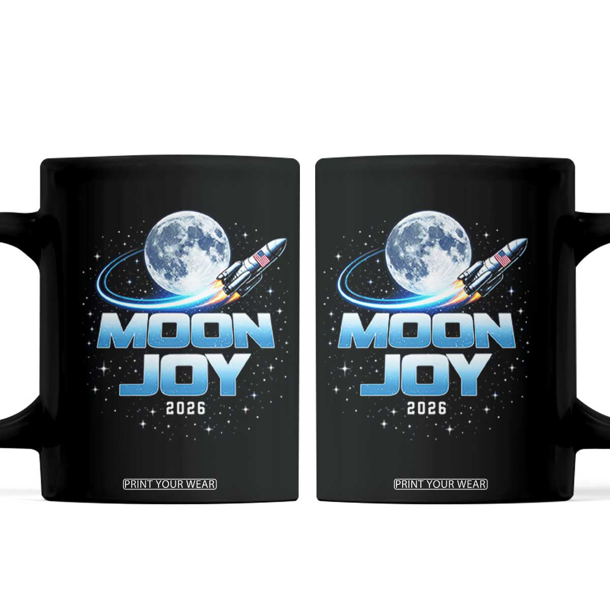 Celestial Moon Joy 2026 Coffee Mug Rocket Launch '26 Lunar Mission Celebration TS02 Black Print Your Wear