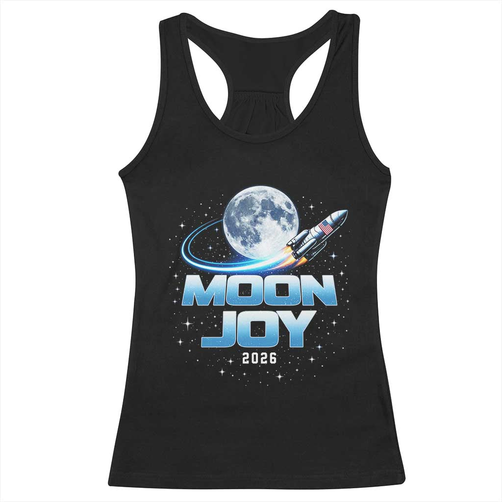 Celestial Moon Joy 2026 Racerback Tank Top Rocket Launch '26 Lunar Mission Celebration TS02 Black Print Your Wear