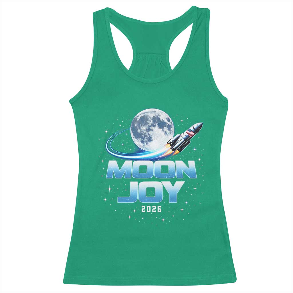 Celestial Moon Joy 2026 Racerback Tank Top Rocket Launch '26 Lunar Mission Celebration TS02 Irish Green Print Your Wear