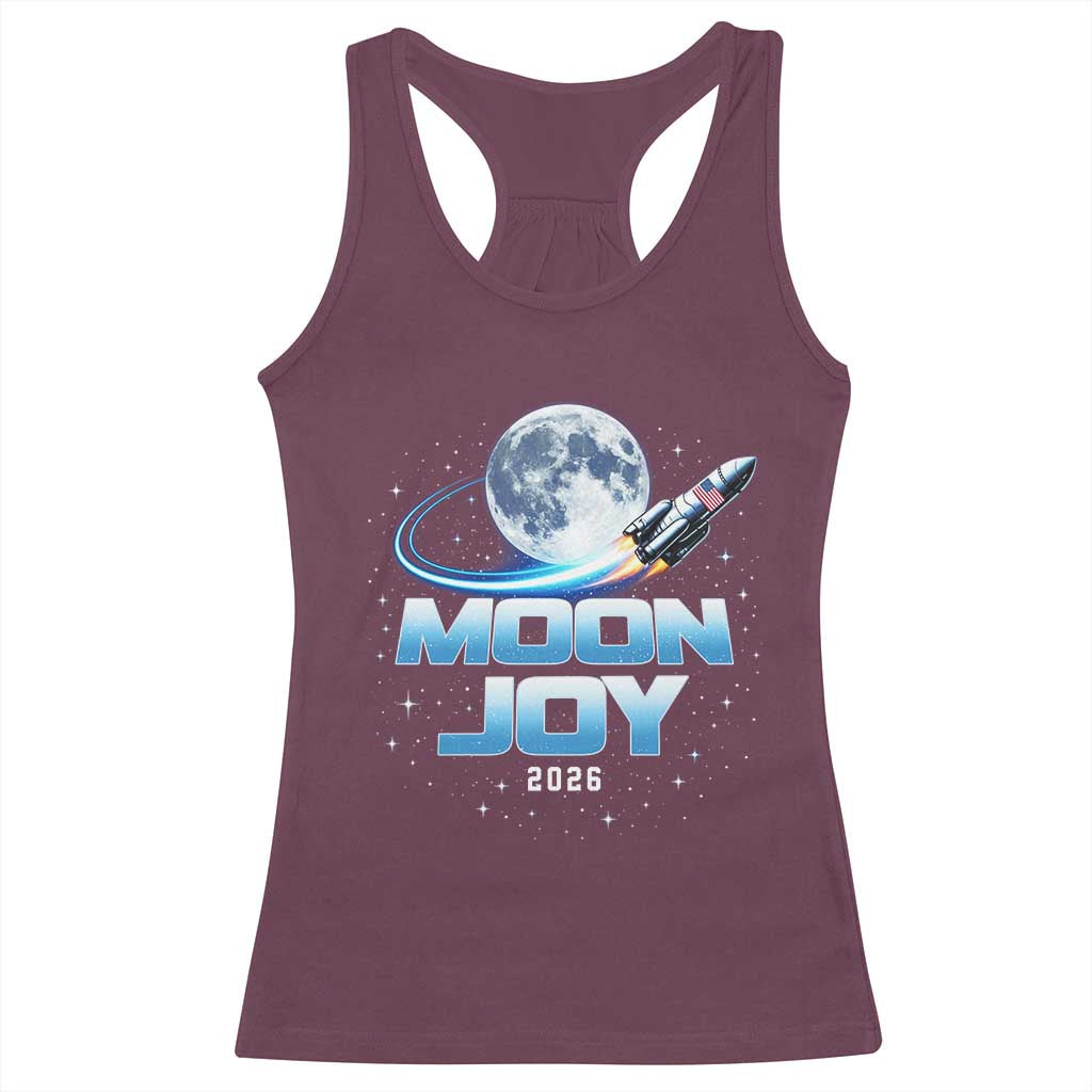 Celestial Moon Joy 2026 Racerback Tank Top Rocket Launch '26 Lunar Mission Celebration TS02 Maroon Print Your Wear