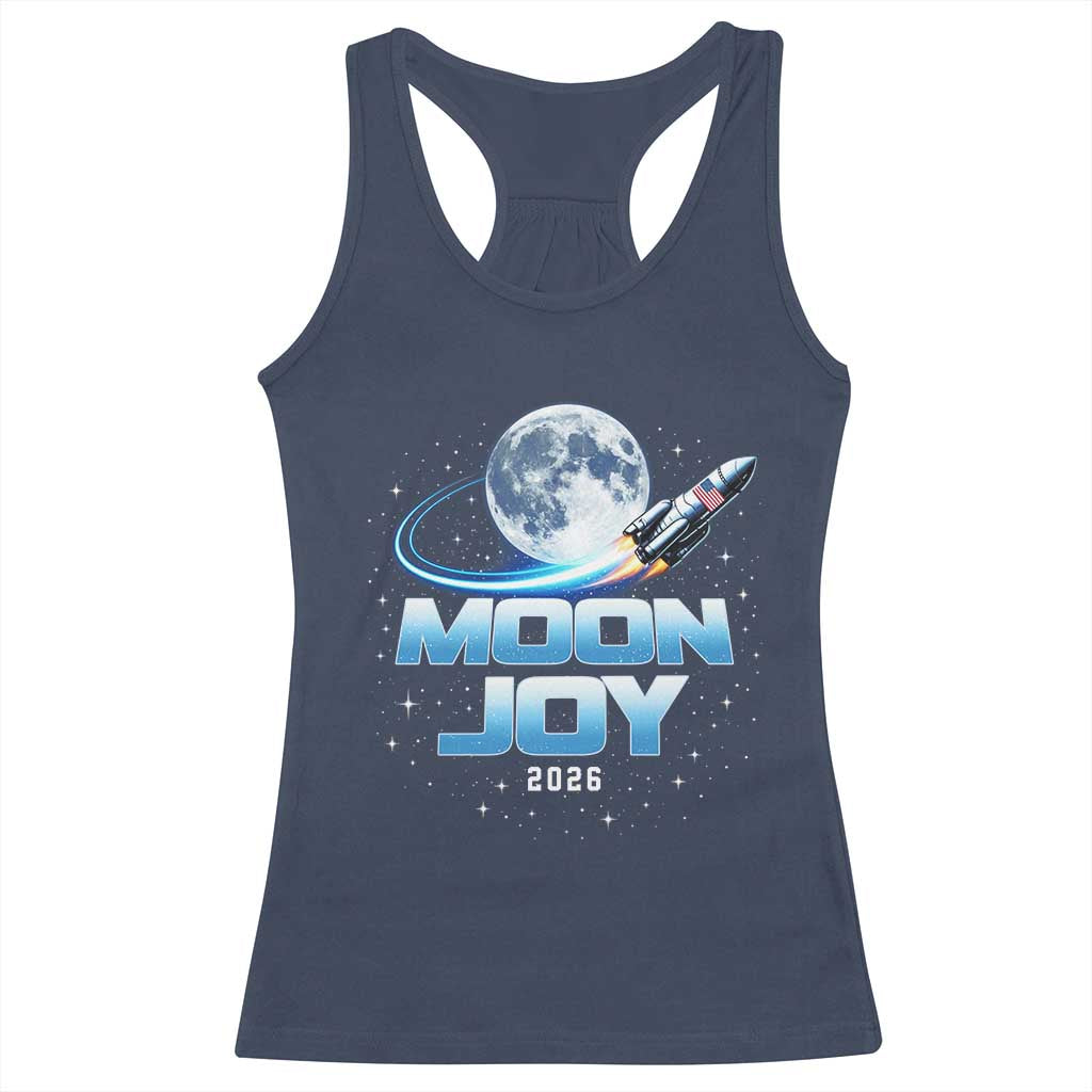 Celestial Moon Joy 2026 Racerback Tank Top Rocket Launch '26 Lunar Mission Celebration TS02 Navy Print Your Wear