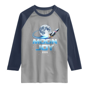 Celestial Moon Joy 2026 Raglan Shirt Rocket Launch '26 Lunar Mission Celebration TS02 Sport Gray Navy Print Your Wear
