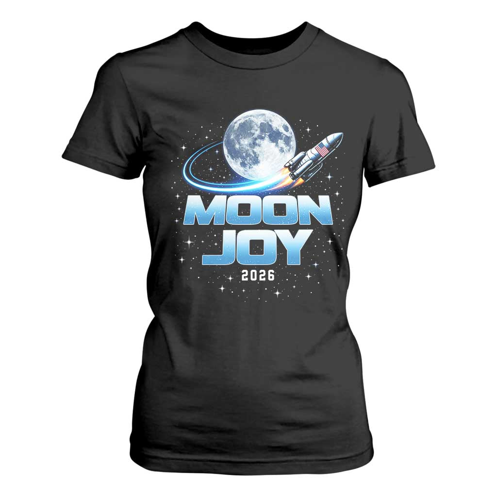 Celestial Moon Joy 2026 T Shirt For Women Rocket Launch '26 Lunar Mission Celebration TS02 Black Print Your Wear