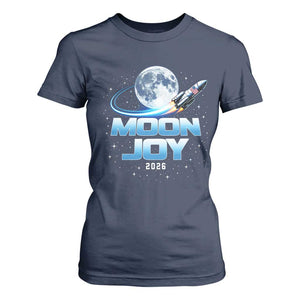 Celestial Moon Joy 2026 T Shirt For Women Rocket Launch '26 Lunar Mission Celebration TS02 Navy Print Your Wear