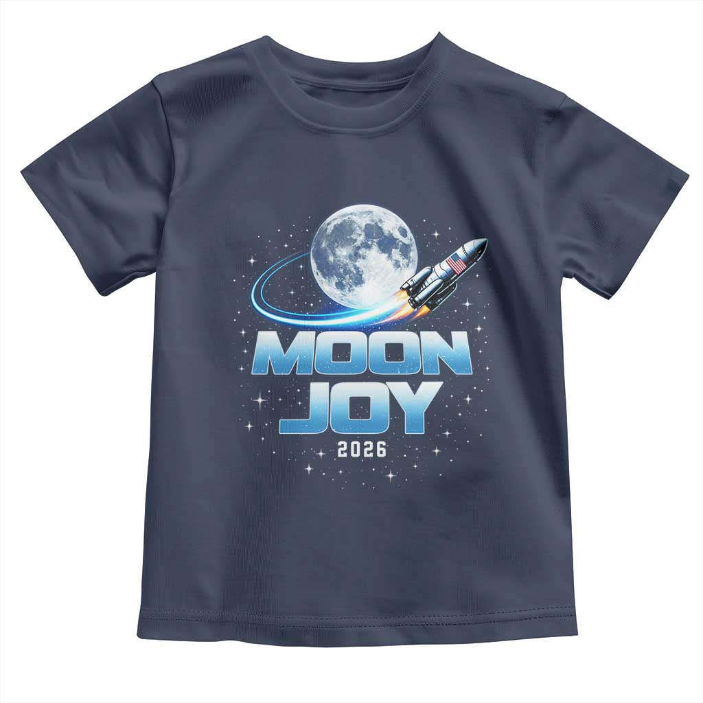 Celestial Moon Joy 2026 Toddler T Shirt Rocket Launch '26 Lunar Mission Celebration TS02 Navy Print Your Wear