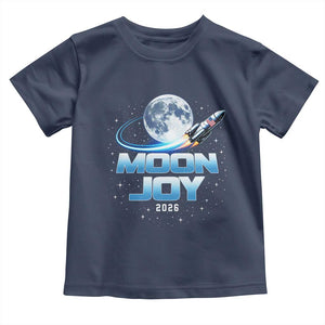 Celestial Moon Joy 2026 Toddler T Shirt Rocket Launch '26 Lunar Mission Celebration TS02 Navy Print Your Wear