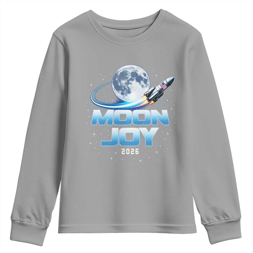 Celestial Moon Joy 2026 Youth Sweatshirt Rocket Launch '26 Lunar Mission Celebration TS02 Sport Gray Print Your Wear