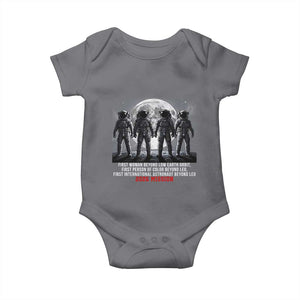 Historic 2026 Lunar Mission Crew Celebration Baby Onesie Proud To Be Beyond Low Earth Orbit TS02 Charcoal Print Your Wear