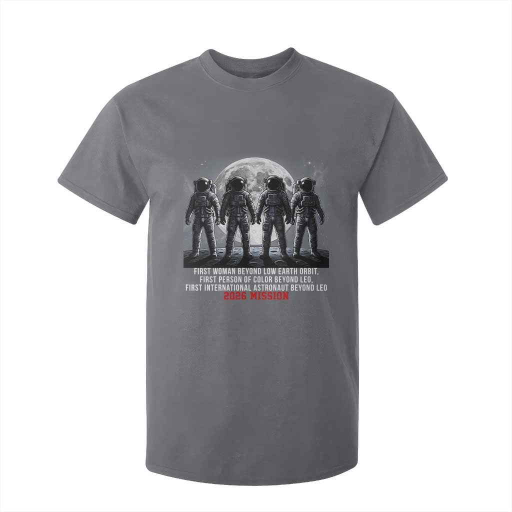 Historic 2026 Lunar Mission Crew Celebration T Shirt For Kid Proud To Be Beyond Low Earth Orbit TS02 Charcoal Print Your Wear