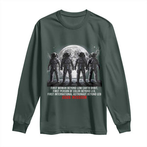 Historic 2026 Lunar Mission Crew Celebration Long Sleeve Shirt Proud To Be Beyond Low Earth Orbit TS02 Dark Forest Green Print Your Wear