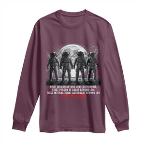 Historic 2026 Lunar Mission Crew Celebration Long Sleeve Shirt Proud To Be Beyond Low Earth Orbit TS02 Maroon Print Your Wear