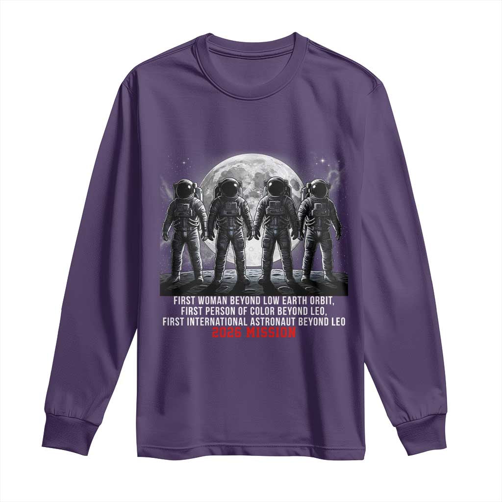 Historic 2026 Lunar Mission Crew Celebration Long Sleeve Shirt Proud To Be Beyond Low Earth Orbit TS02 Purple Print Your Wear