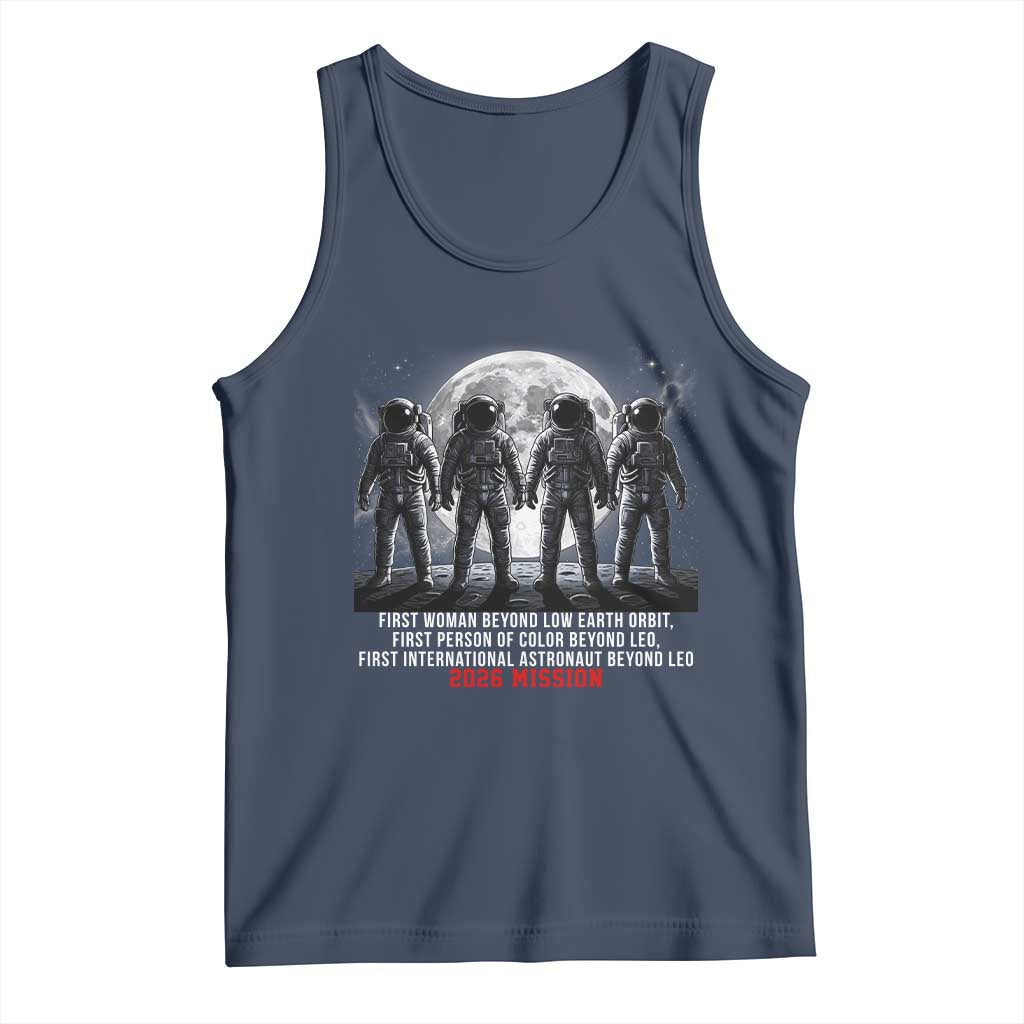 Historic 2026 Lunar Mission Crew Celebration Tank Top Proud To Be Beyond Low Earth Orbit TS02 Navy Print Your Wear