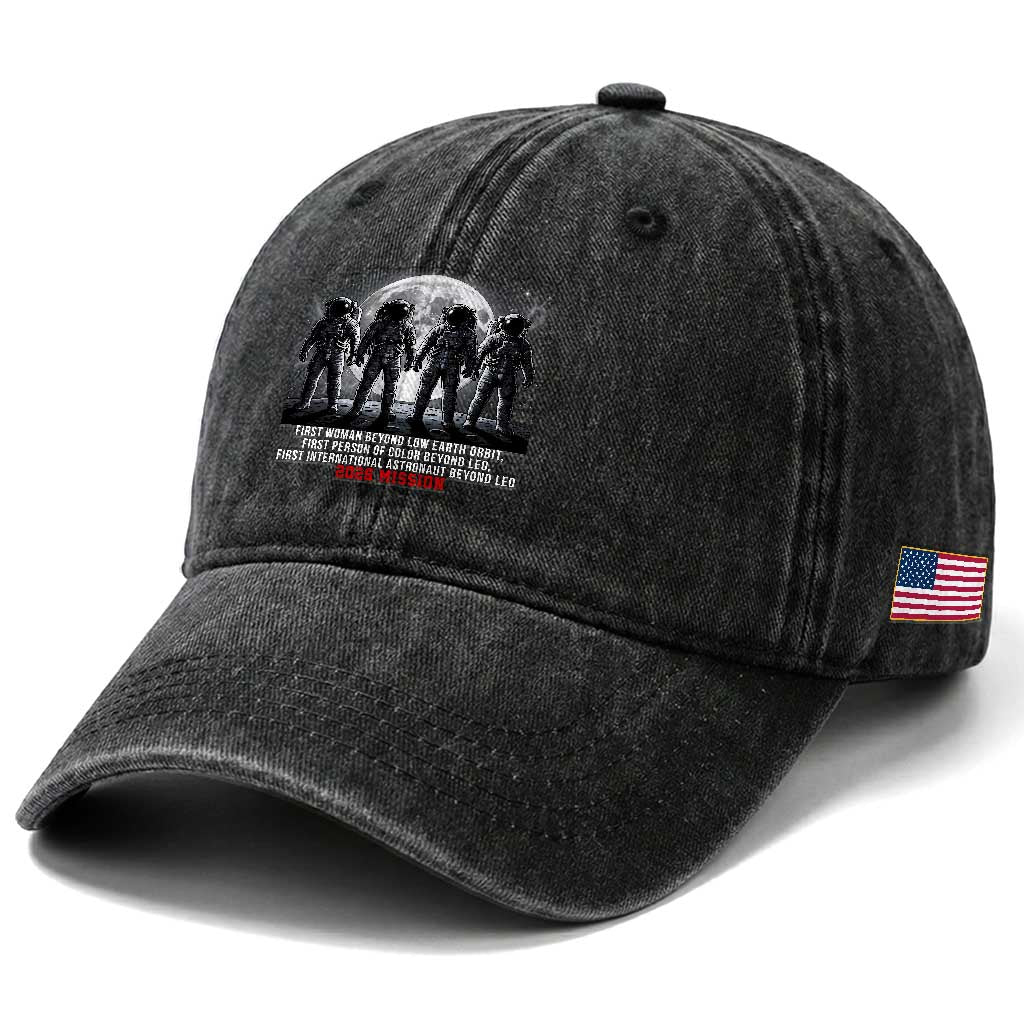 Historic 2026 Lunar Mission Crew Celebration Washed Cotton Baseball Cap Proud To Be Beyond Low Earth Orbit TS02 Print Your Wear
