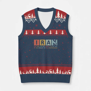 Iran The War Is Meant To Be Continuous Vintage Graphic V-Neck Knit Sweater Vest Orwell Quotes Geopolitical Satire TS02 Navy Red Print Your Wear