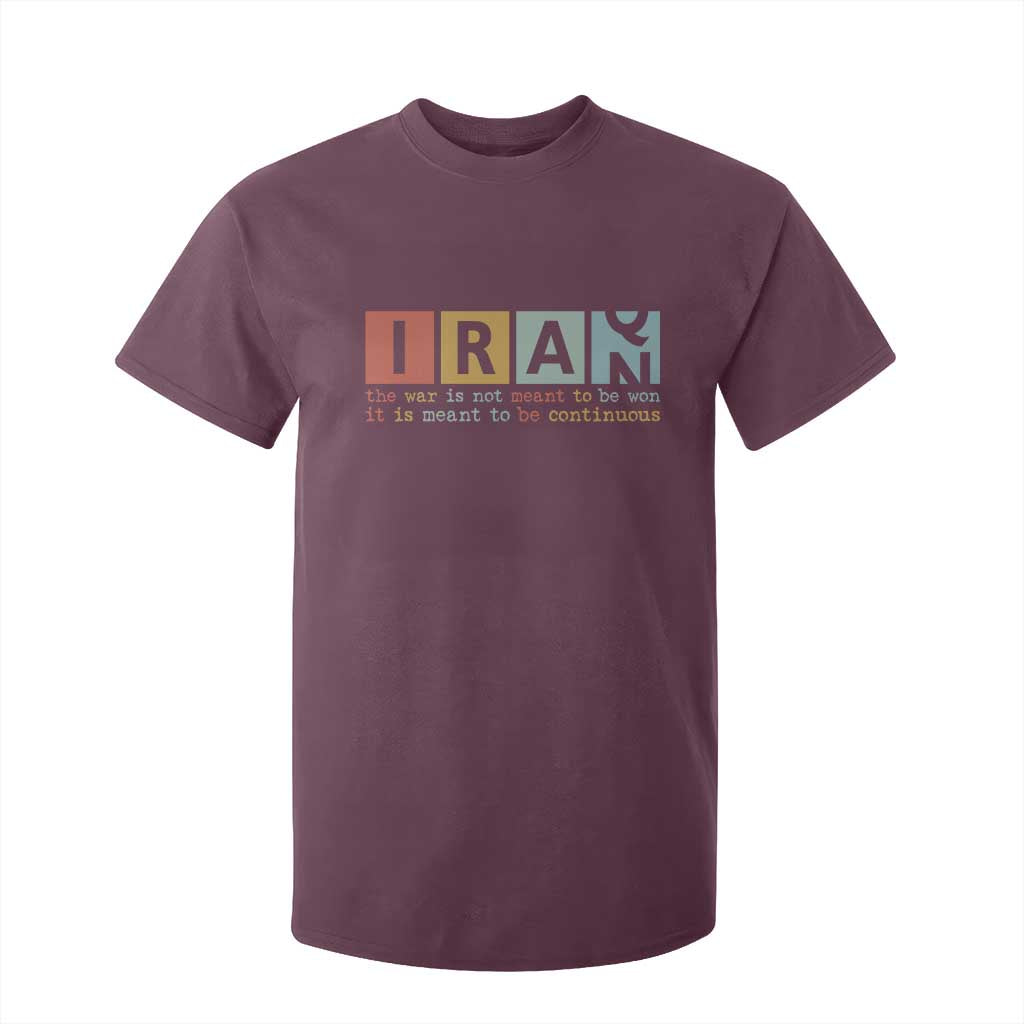 Iran The War Is Meant To Be Continuous Vintage Graphic T Shirt For Kid Orwell Quotes Geopolitical Satire TS02 Maroon Print Your Wear