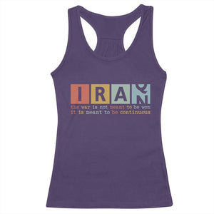 Iran The War Is Meant To Be Continuous Vintage Graphic Racerback Tank Top Orwell Quotes Geopolitical Satire TS02 Purple Print Your Wear