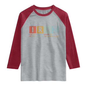 Iran The War Is Meant To Be Continuous Vintage Graphic Raglan Shirt Orwell Quotes Geopolitical Satire TS02 Heather Gray Heather Red Print Your Wear