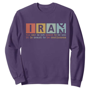 Iran The War Is Meant To Be Continuous Vintage Graphic Sweatshirt Orwell Quotes Geopolitical Satire TS02 Purple Print Your Wear