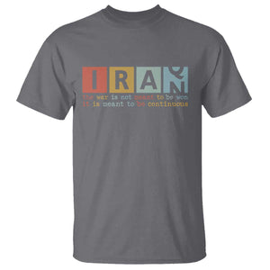 Iran The War Is Meant To Be Continuous Vintage Graphic T Shirt Orwell Quotes Geopolitical Satire TS02 Charcoal Print Your Wear