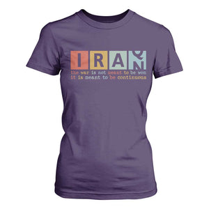 Iran The War Is Meant To Be Continuous Vintage Graphic T Shirt For Women Orwell Quotes Geopolitical Satire TS02 Purple Print Your Wear