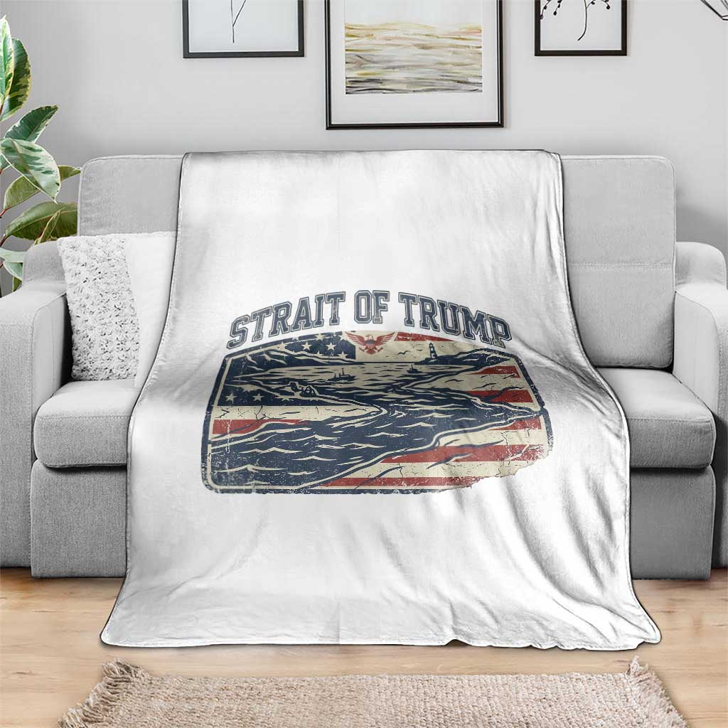 Strait of Trump 2026 Vintage Old Americana Throw Blanket American Flag Nautical Patriotic Graphic TS02 Print Your Wear