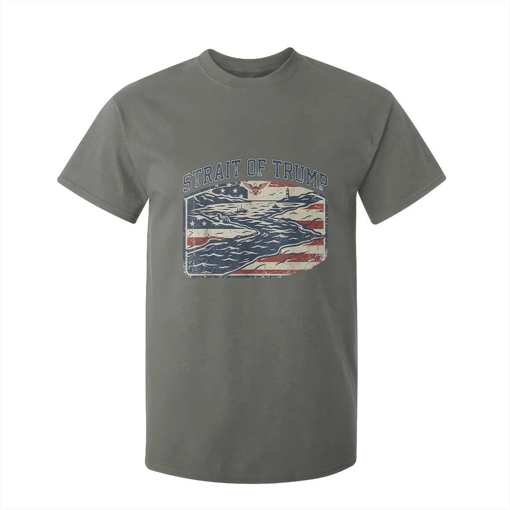 Strait of Trump 2026 Vintage Old Americana T Shirt For Kid American Flag Nautical Patriotic Graphic TS02 Military Green Print Your Wear