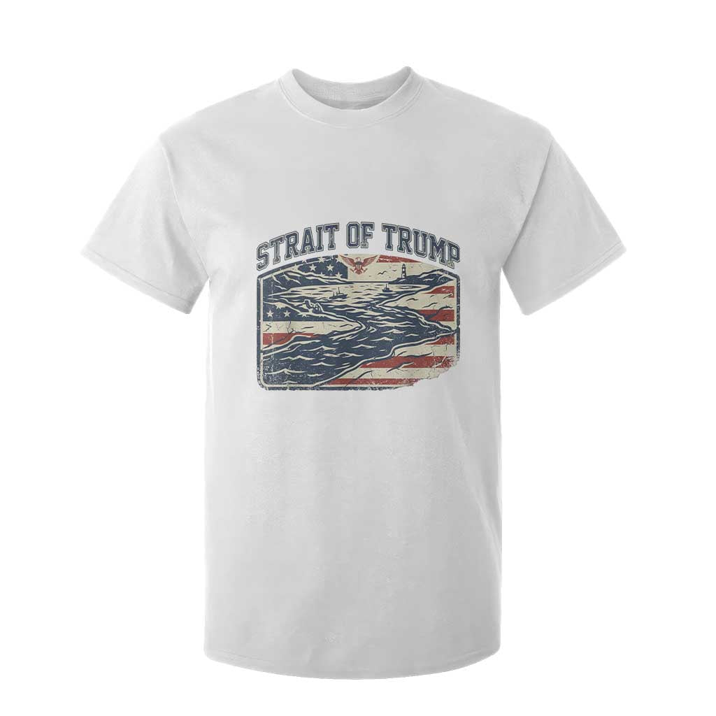 Strait of Trump 2026 Vintage Old Americana T Shirt For Kid American Flag Nautical Patriotic Graphic TS02 White Print Your Wear
