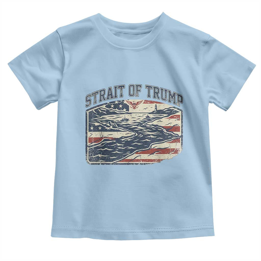 Strait of Trump 2026 Vintage Old Americana Toddler T Shirt American Flag Nautical Patriotic Graphic TS02 Light Blue Print Your Wear