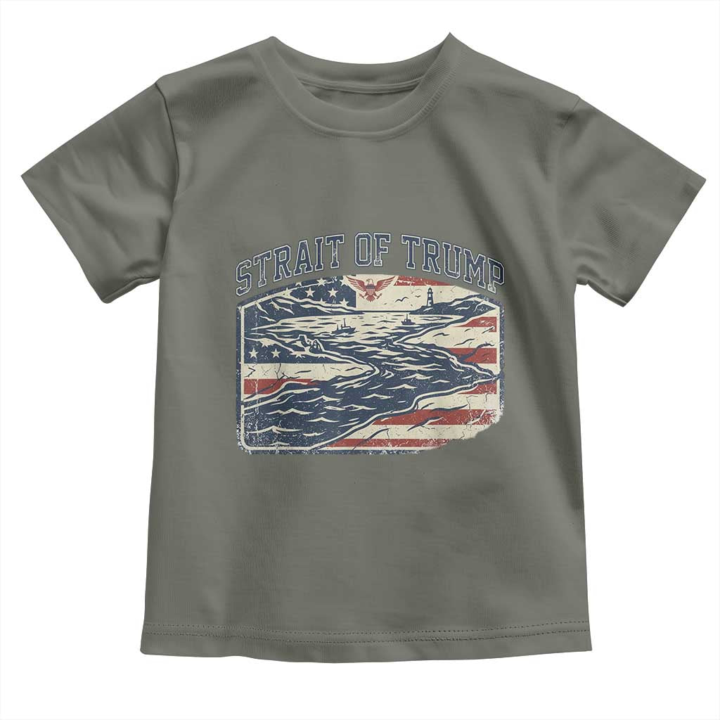 Strait of Trump 2026 Vintage Old Americana Toddler T Shirt American Flag Nautical Patriotic Graphic TS02 Military Green Print Your Wear