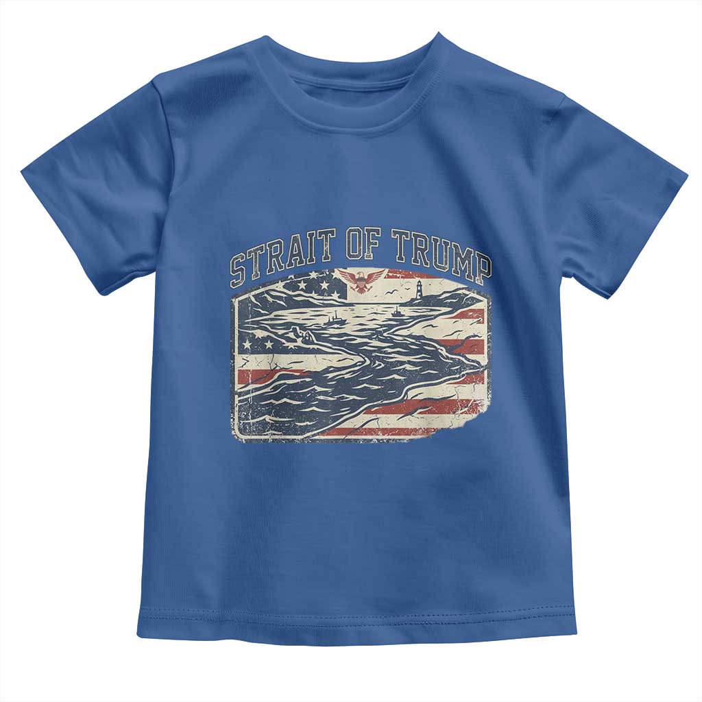 Strait of Trump 2026 Vintage Old Americana Toddler T Shirt American Flag Nautical Patriotic Graphic TS02 Royal Blue Print Your Wear