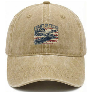 Strait of Trump 2026 Vintage Old Americana Washed Cotton Baseball Cap American Flag Nautical Patriotic Graphic TS02 Print Your Wear