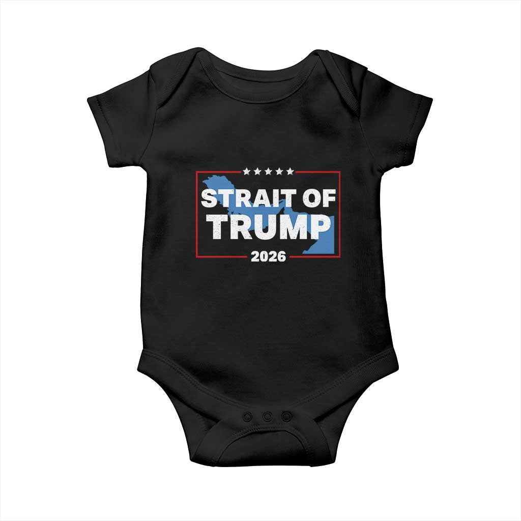Strait of Trump 2026 Baby Onesie Middle East Map Political Graphic TS02 Black Print Your Wear
