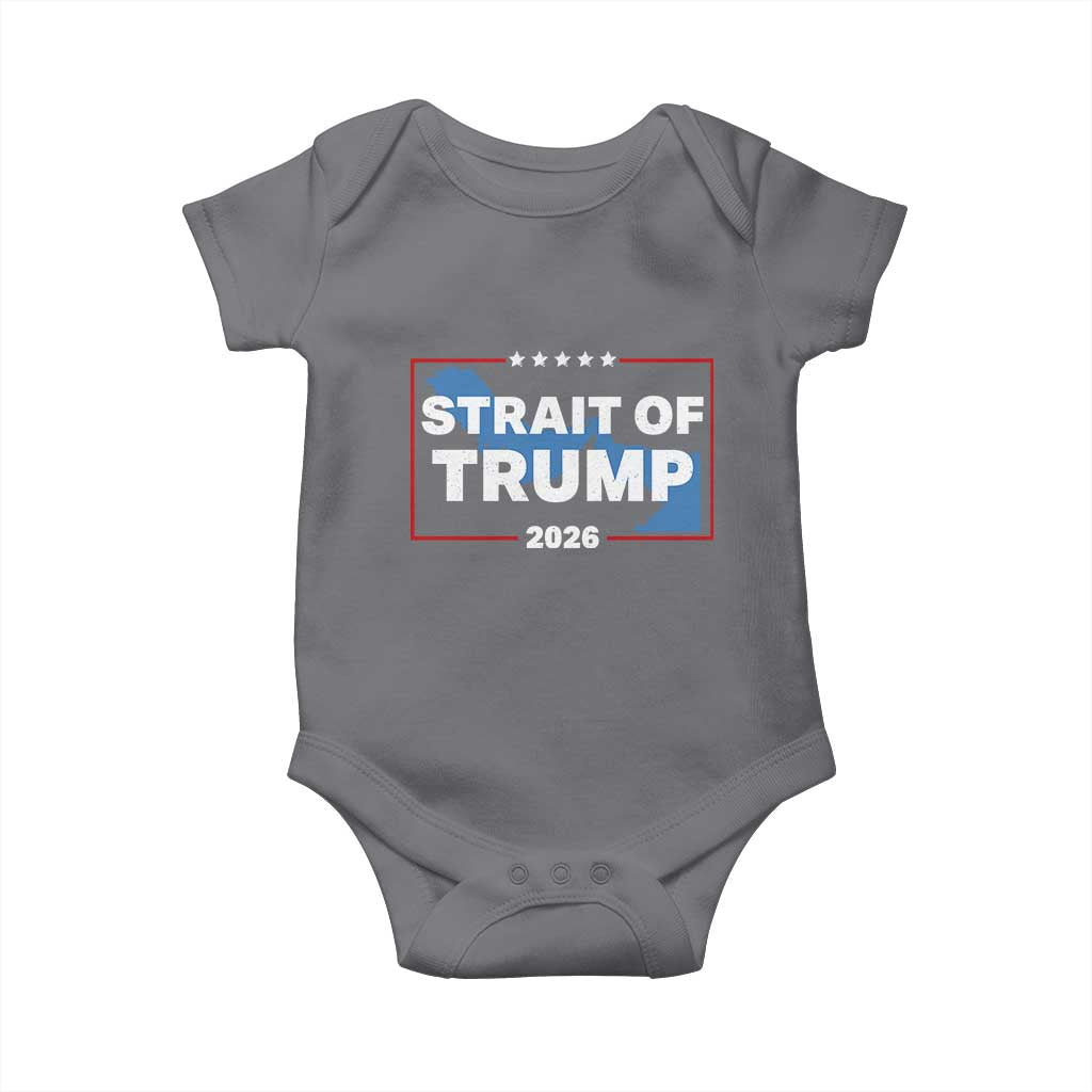 Strait of Trump 2026 Baby Onesie Middle East Map Political Graphic TS02 Charcoal Print Your Wear