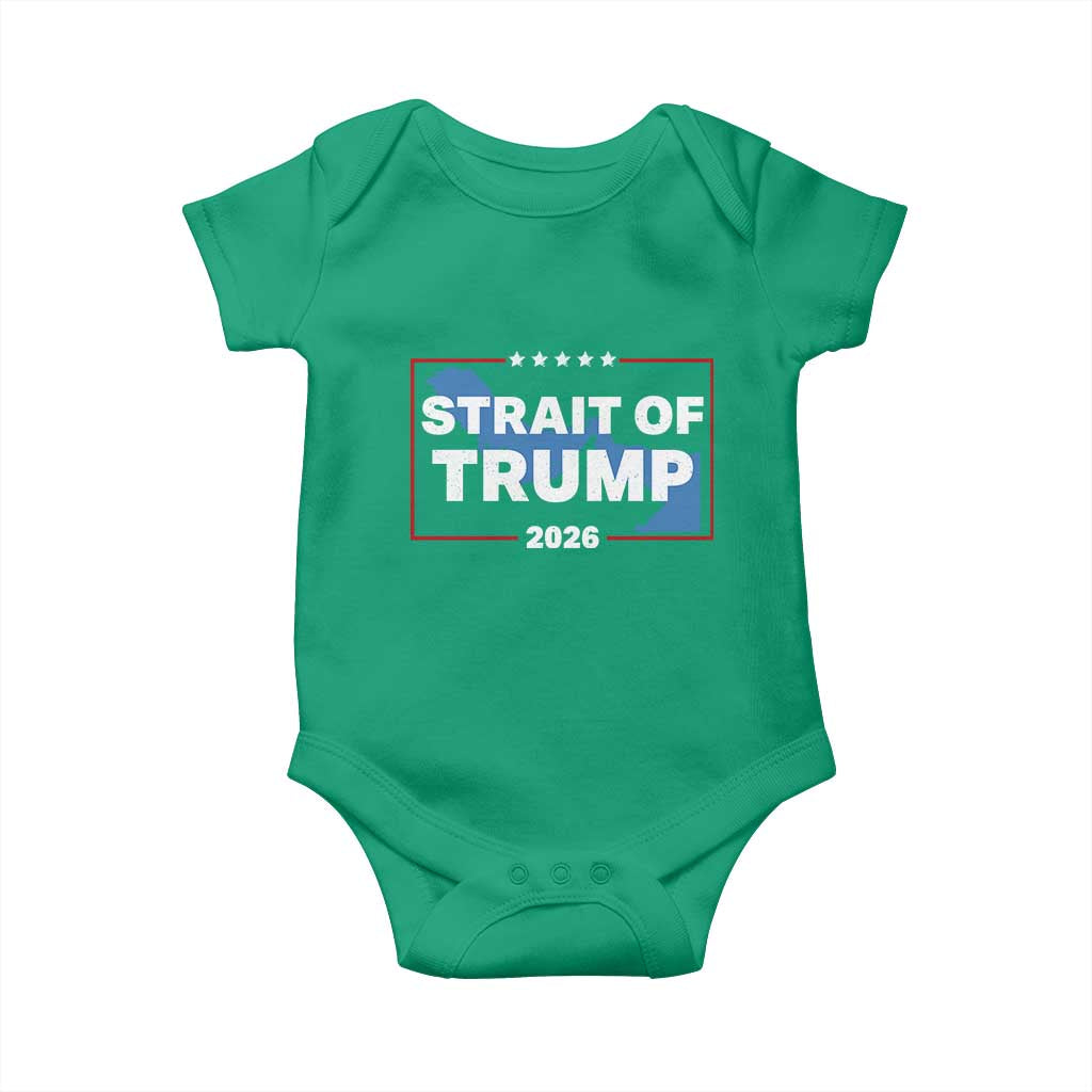 Strait of Trump 2026 Baby Onesie Middle East Map Political Graphic TS02 Irish Green Print Your Wear