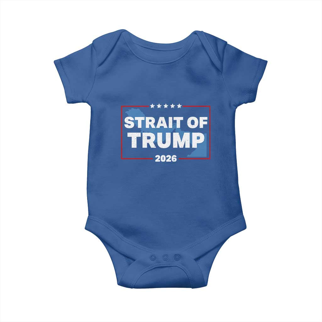 Strait of Trump 2026 Baby Onesie Middle East Map Political Graphic TS02 Royal Blue Print Your Wear