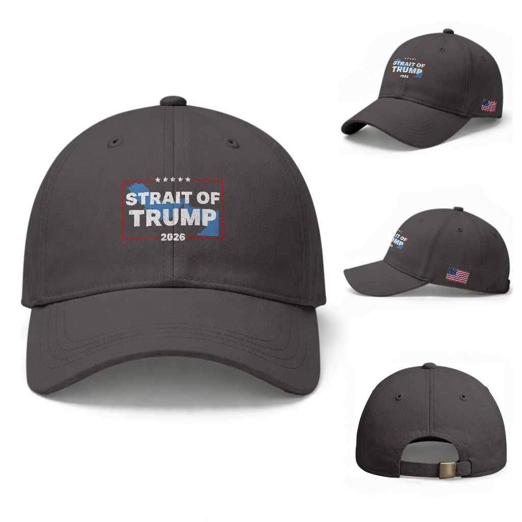 Strait of Trump 2026 Baseball Cap Middle East Map Political Graphic TS02 Baseball Cap Universal Fit Dark Gray Print Your Wear