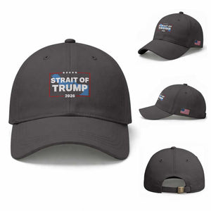 Strait of Trump 2026 Baseball Cap Middle East Map Political Graphic TS02 Baseball Cap Universal Fit Dark Gray Print Your Wear
