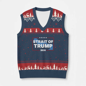Strait of Trump 2026 V-Neck Knit Sweater Vest Middle East Map Political Graphic TS02 Navy Red Print Your Wear