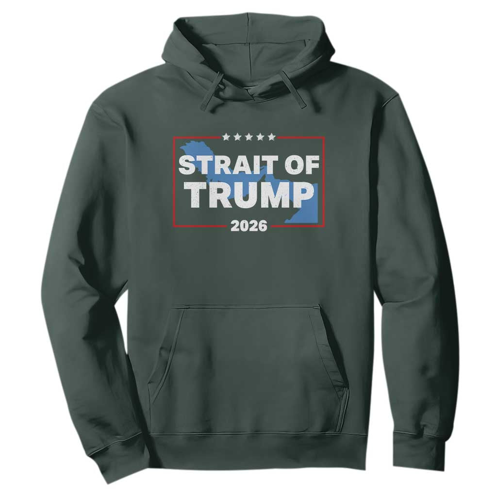 Strait of Trump 2026 Hoodie Middle East Map Political Graphic TS02 Dark Forest Green Print Your Wear