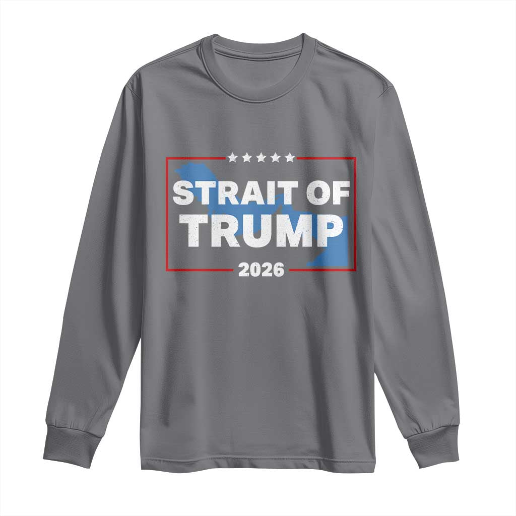 Strait of Trump 2026 Long Sleeve Shirt Middle East Map Political Graphic TS02 Charcoal Print Your Wear