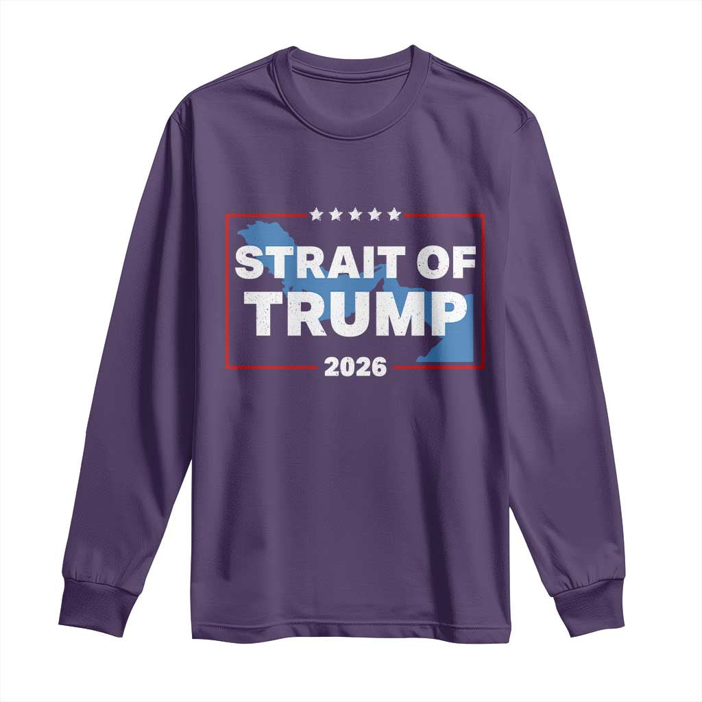 Strait of Trump 2026 Long Sleeve Shirt Middle East Map Political Graphic TS02 Purple Print Your Wear