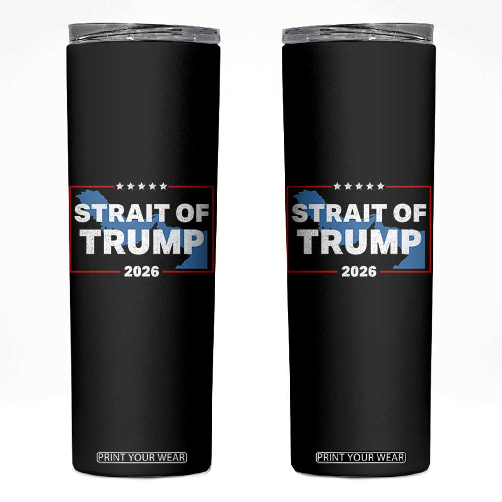 Strait of Trump 2026 Skinny Tumbler Middle East Map Political Graphic TS02 Black Print Your Wear