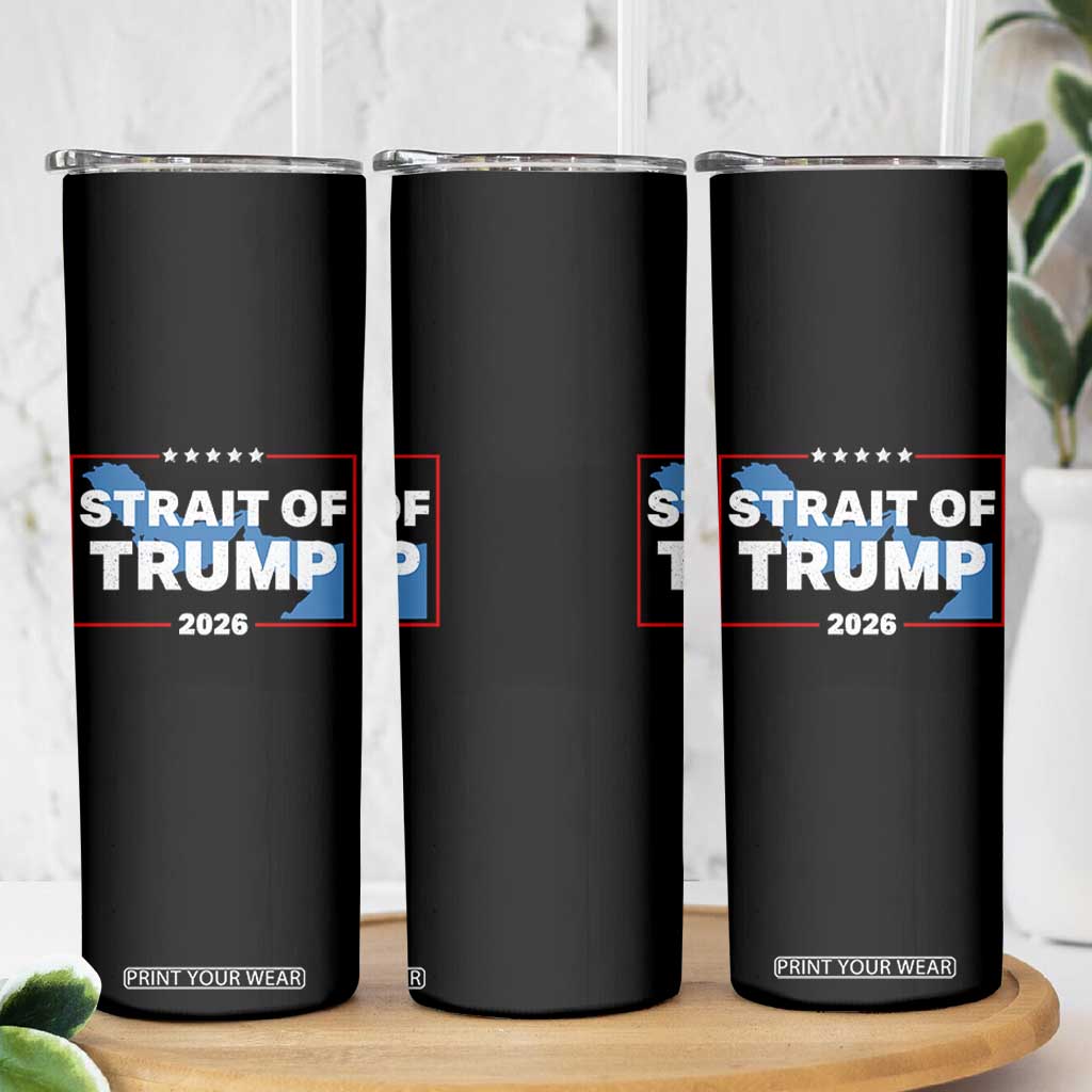 Strait of Trump 2026 Skinny Tumbler Middle East Map Political Graphic TS02 Print Your Wear