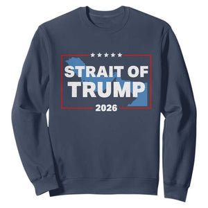 Strait of Trump 2026 Sweatshirt Middle East Map Political Graphic TS02 Navy Print Your Wear