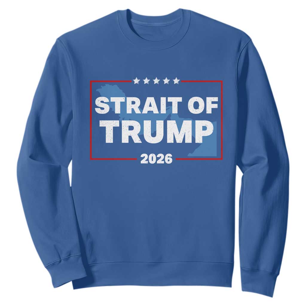 Strait of Trump 2026 Sweatshirt Middle East Map Political Graphic TS02 Royal Blue Print Your Wear