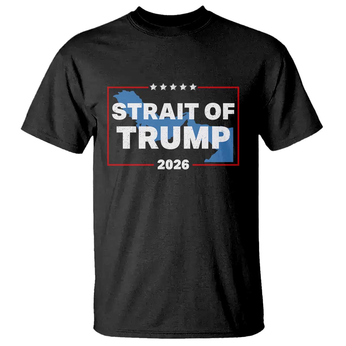 Strait of Trump 2026 T Shirt Middle East Map Political Graphic TS02 Black Print Your Wear