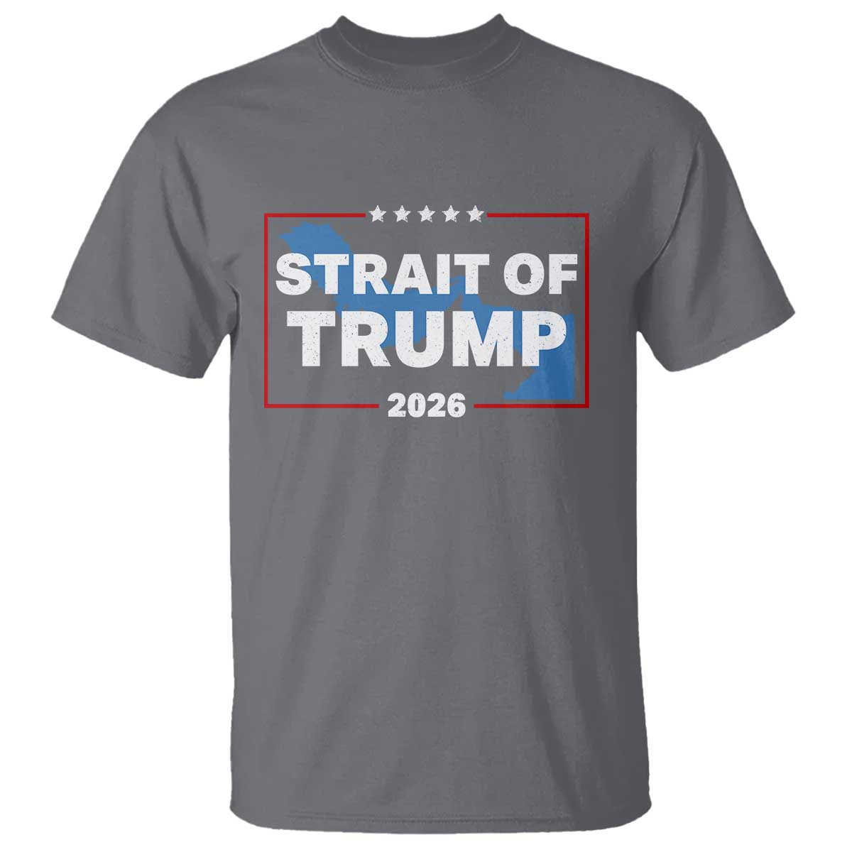 Strait of Trump 2026 T Shirt Middle East Map Political Graphic TS02 Charcoal Print Your Wear
