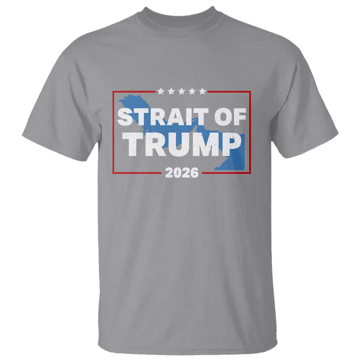 Strait of Trump 2026 T Shirt Middle East Map Political Graphic TS02 Sport Gray Print Your Wear